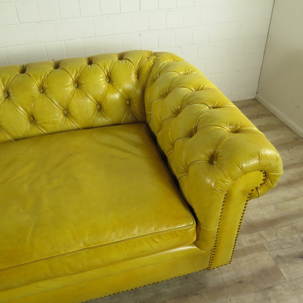 Chesterfield Sofa Couch Leder Gelb 3,20 m