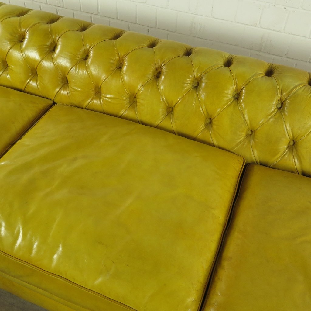 Chesterfield Sofa Couch Leder Gelb 3,20 m
