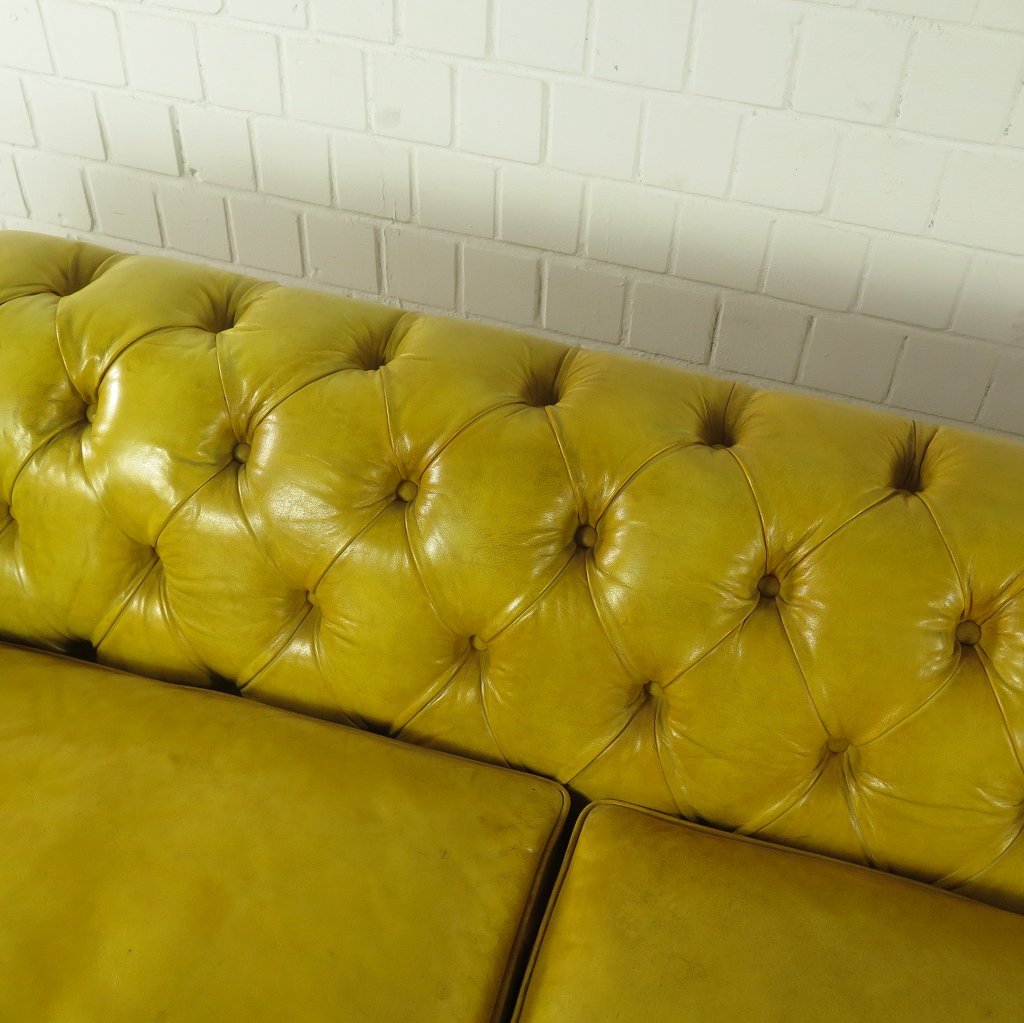 Chesterfield Sofa Couch Leder Gelb 3,20 m