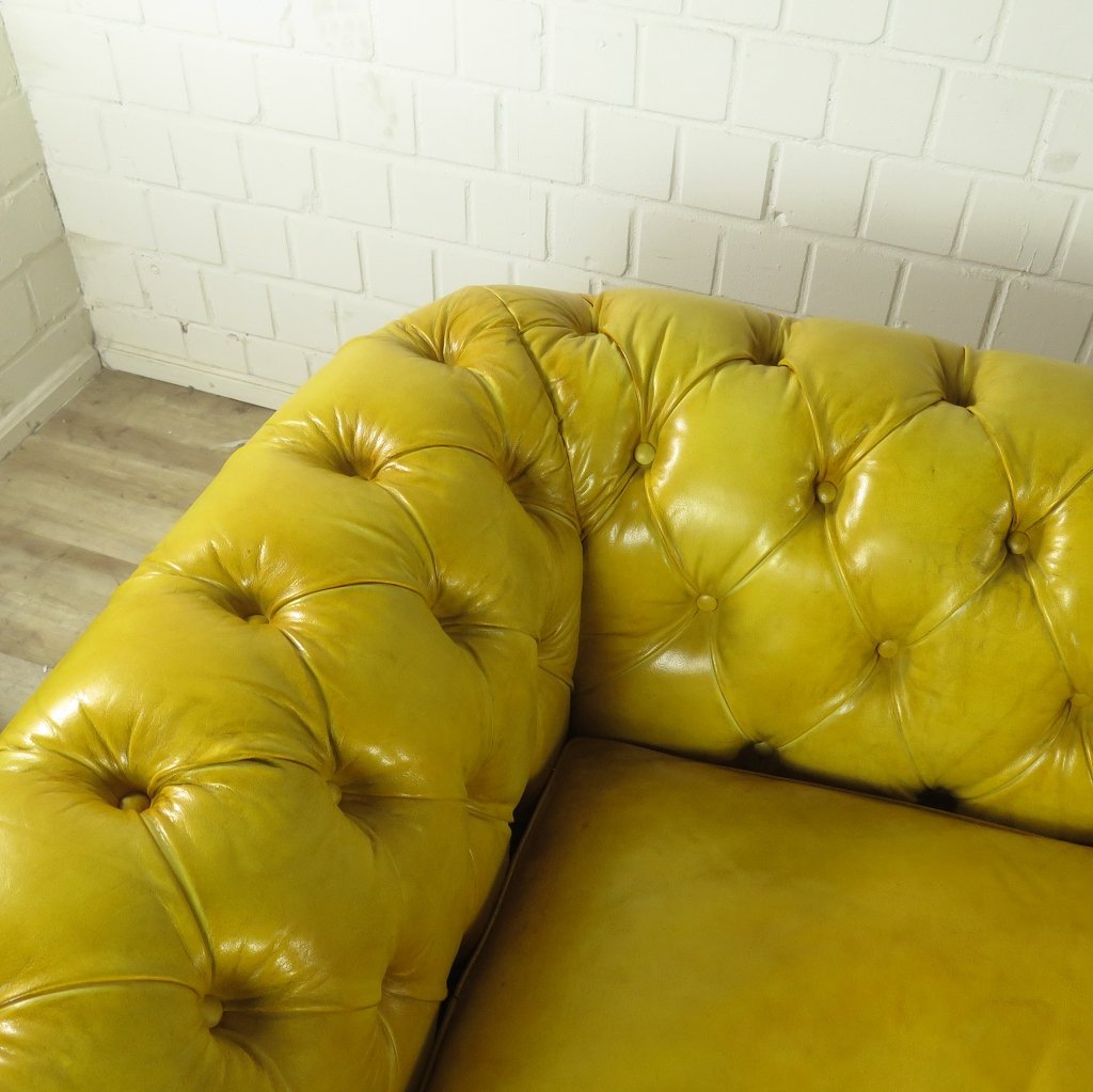Chesterfield Sofa Couch Leder Gelb 3,20 m