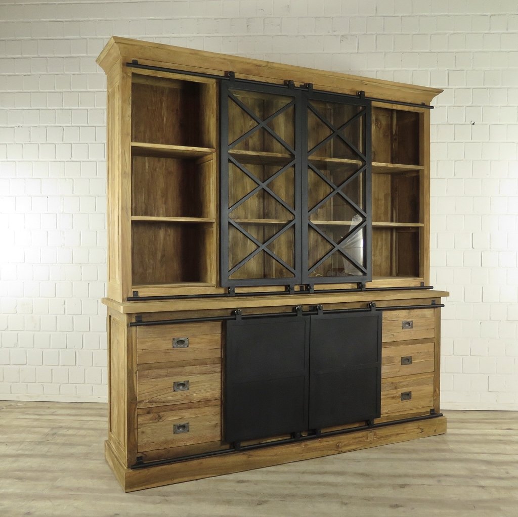 Vitrine Bücherschrank 2,12 m Teakholz 