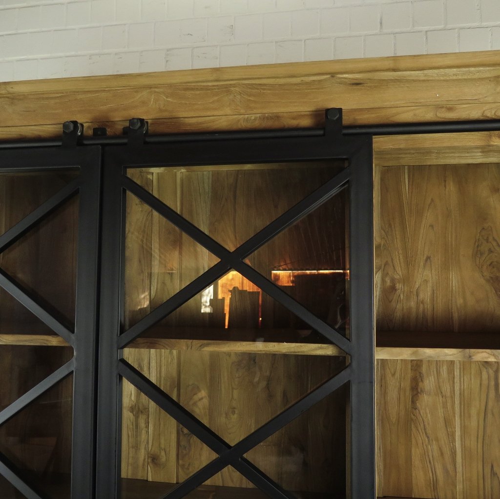 Vitrine Bücherschrank 2,12 m Teakholz