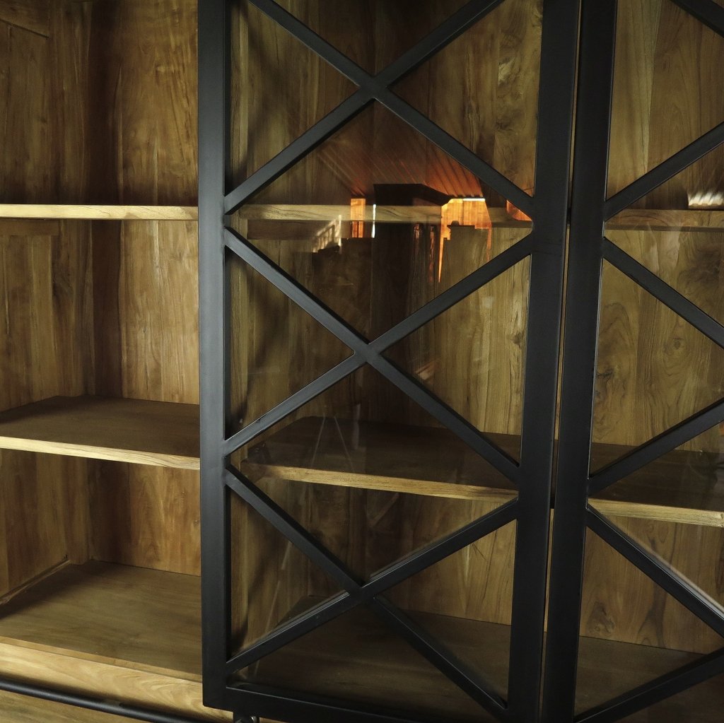 Vitrine Bücherschrank 2,12 m Teakholz
