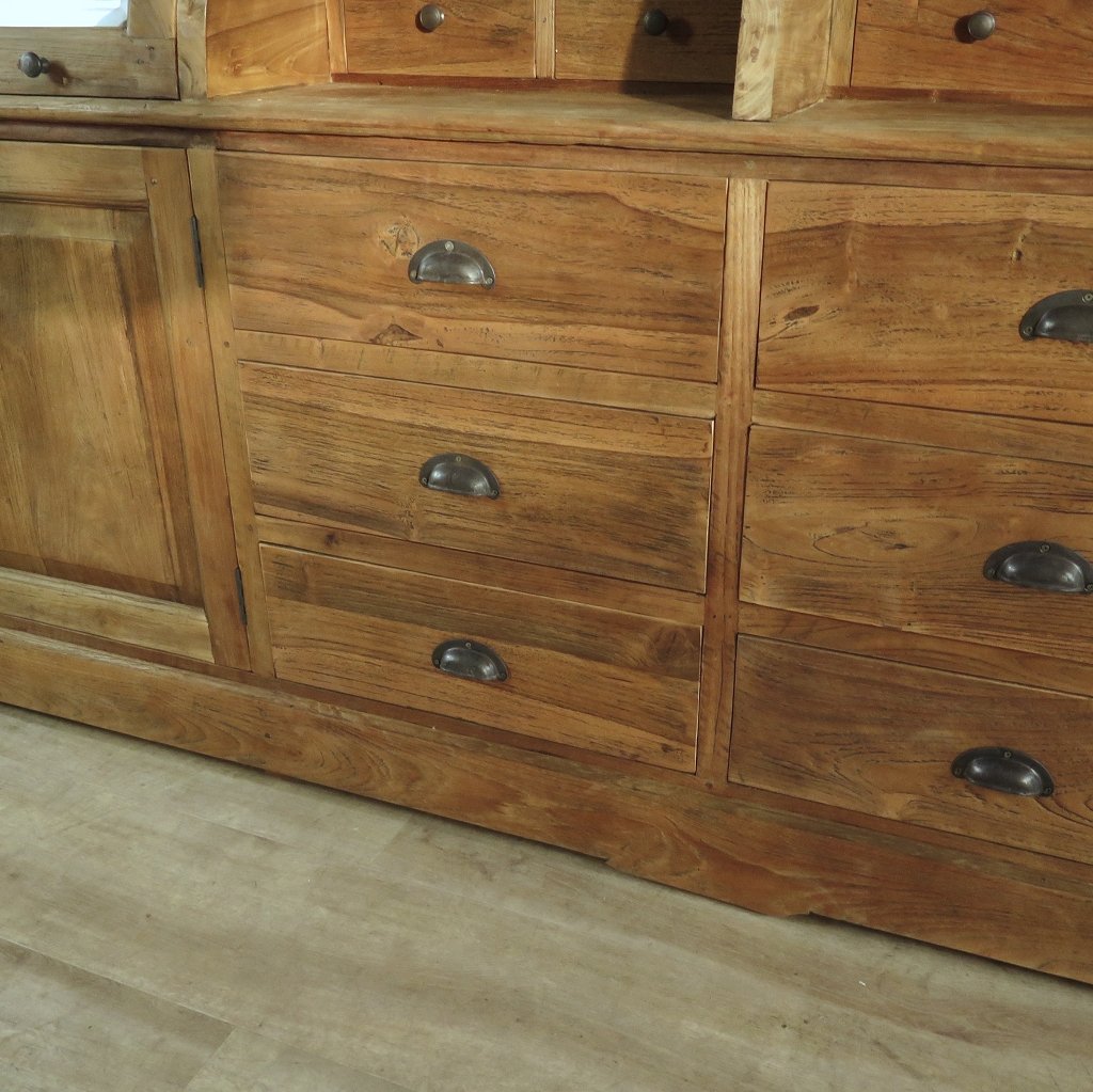 Buffetschrank Vitrine 3,14 m Teakholz