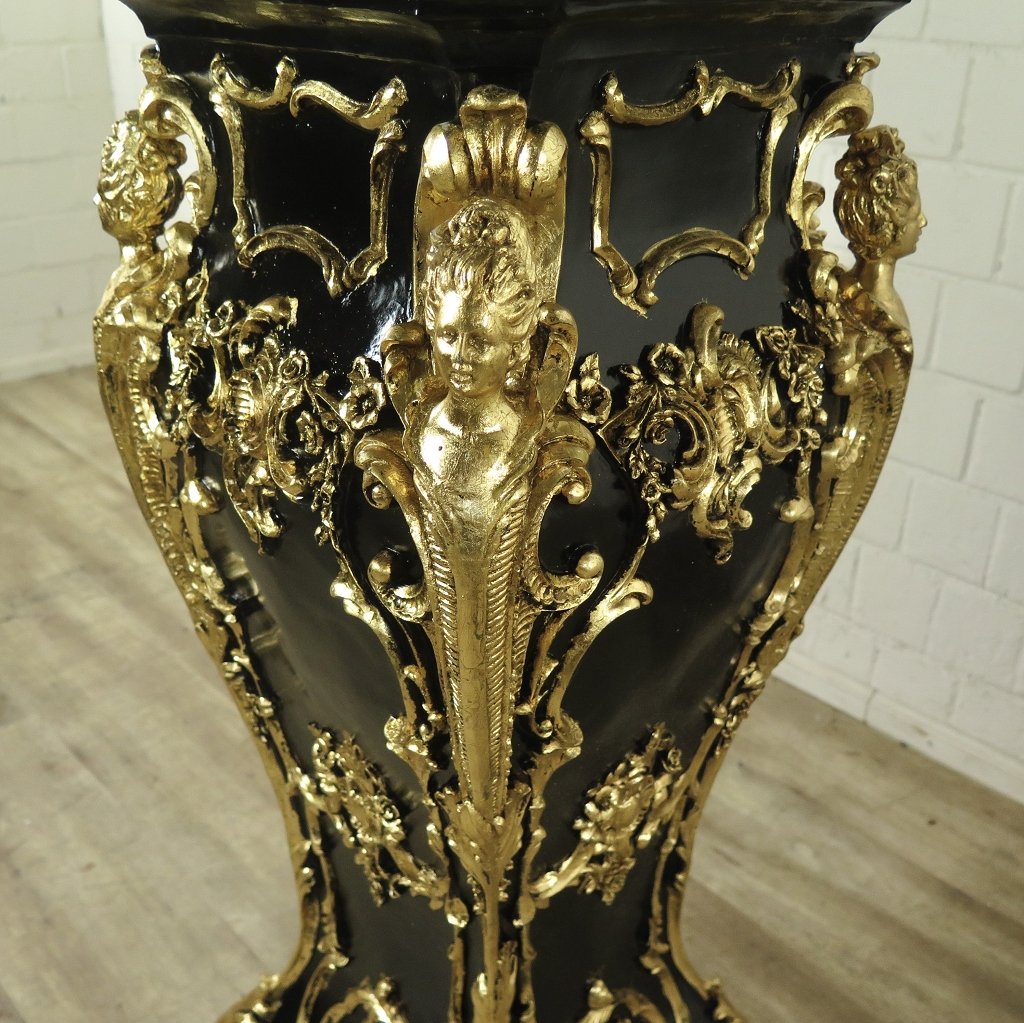 Säule Pfeiler Marmor Schwarz-Gold 1,07 m