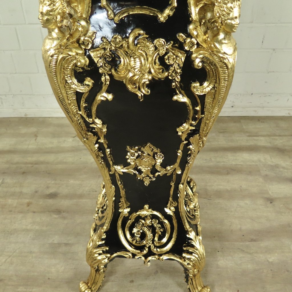 Säule Pfeiler Marmor Schwarz-Gold 1,07 m