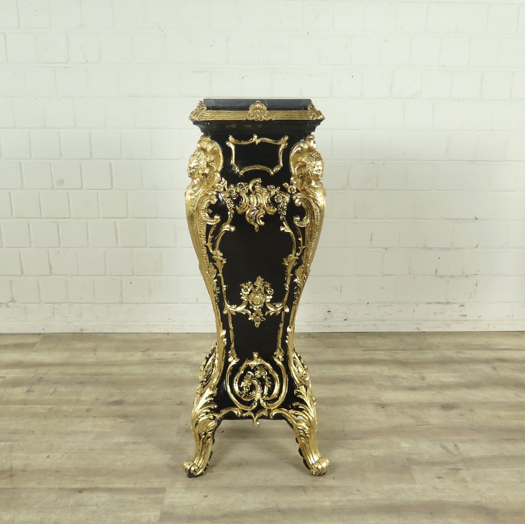 Säule Pfeiler Marmor Schwarz-Gold 1,07 m