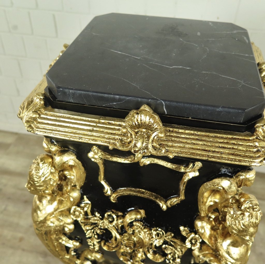 Säule Pfeiler Marmor Schwarz-Gold 1,07 m