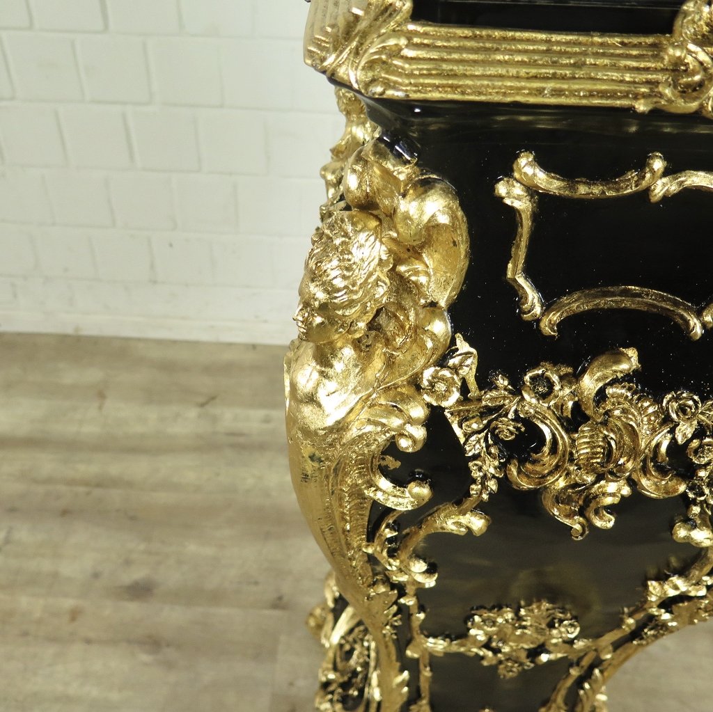 Säule Pfeiler Marmor Schwarz-Gold 1,07 m