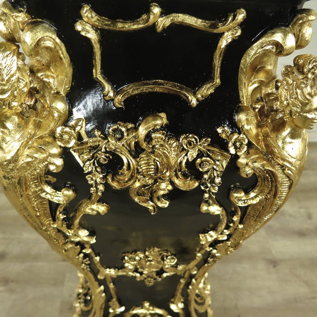 Säule Pfeiler Marmor Schwarz-Gold 1,07 m