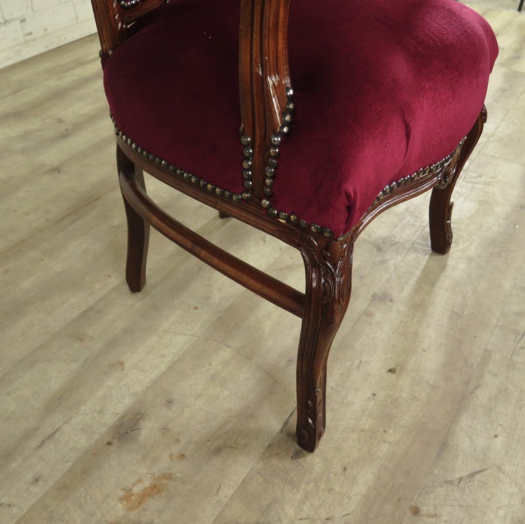 Set Barockstühle Barockstuhl Samt Dunkelrot-Braun