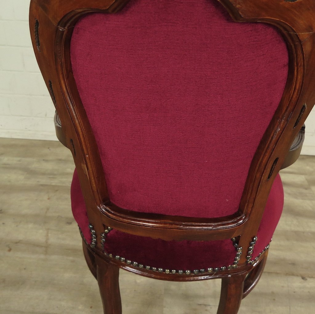 Set Barockstühle Barockstuhl Samt Dunkelrot-Braun