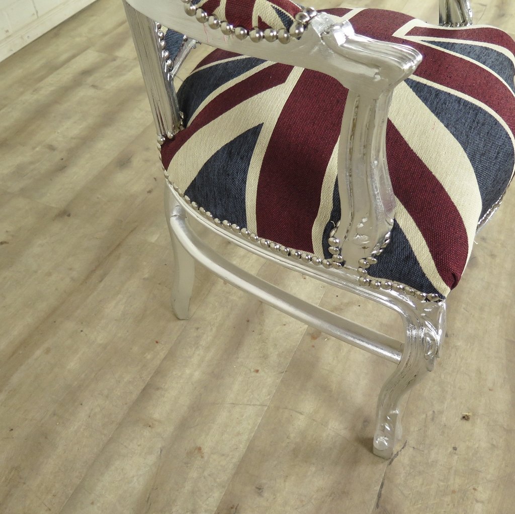 Barockstuhl England englische Flagge Silber