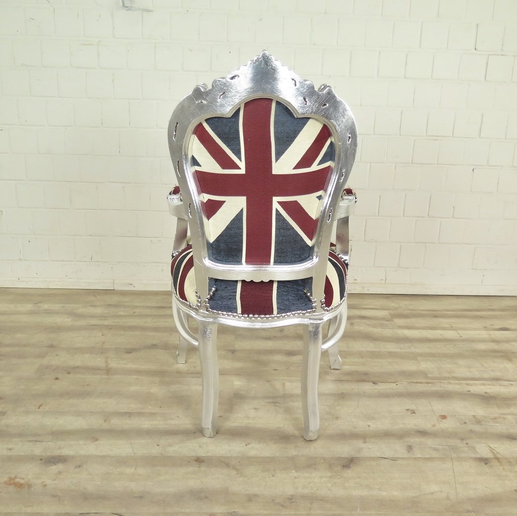 Barockstuhl England englische Flagge Silber