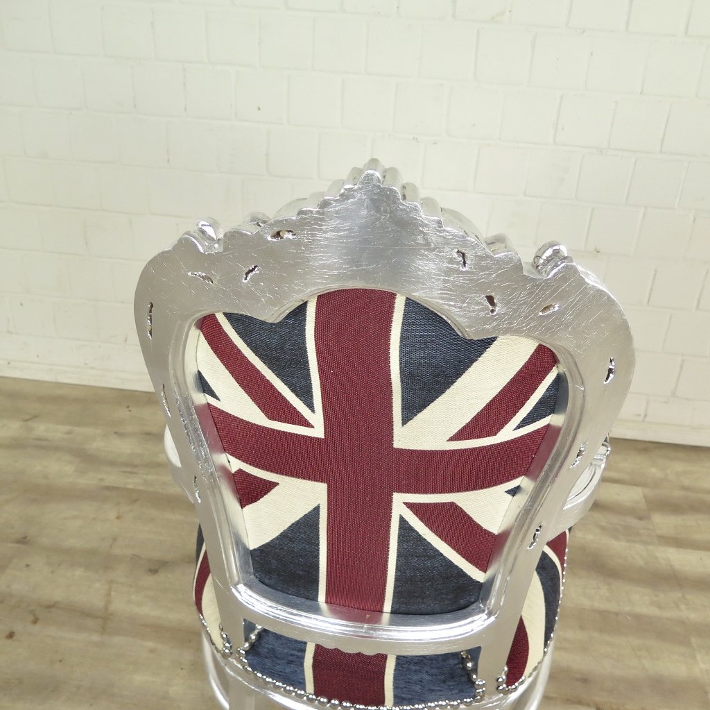 Barockstuhl England englische Flagge Silber
