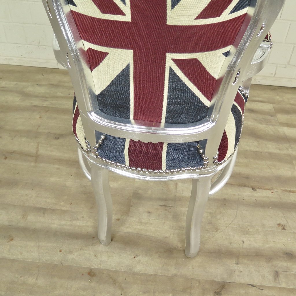 Barockstuhl England englische Flagge Silber