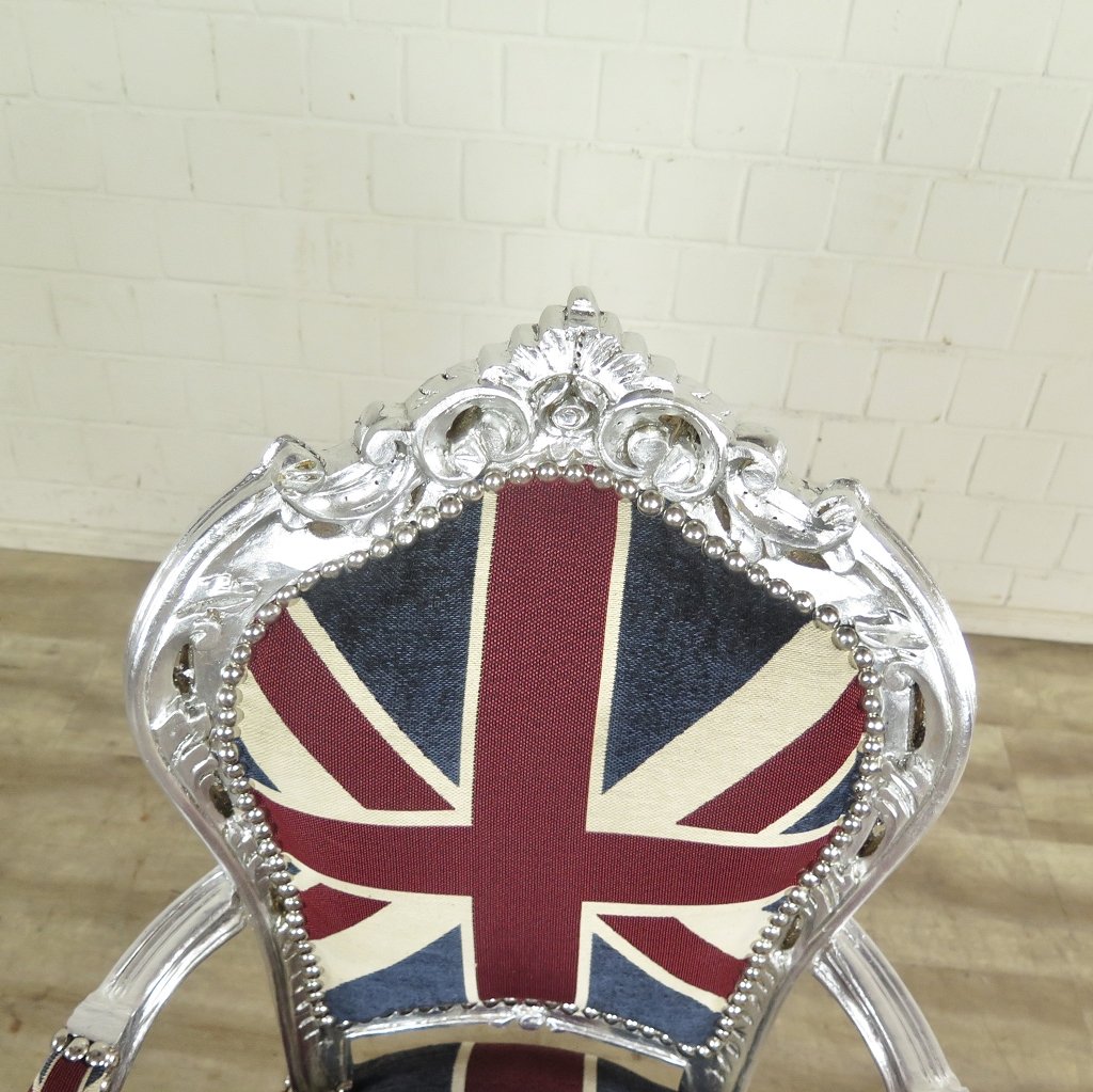 Barockstuhl England englische Flagge Silber