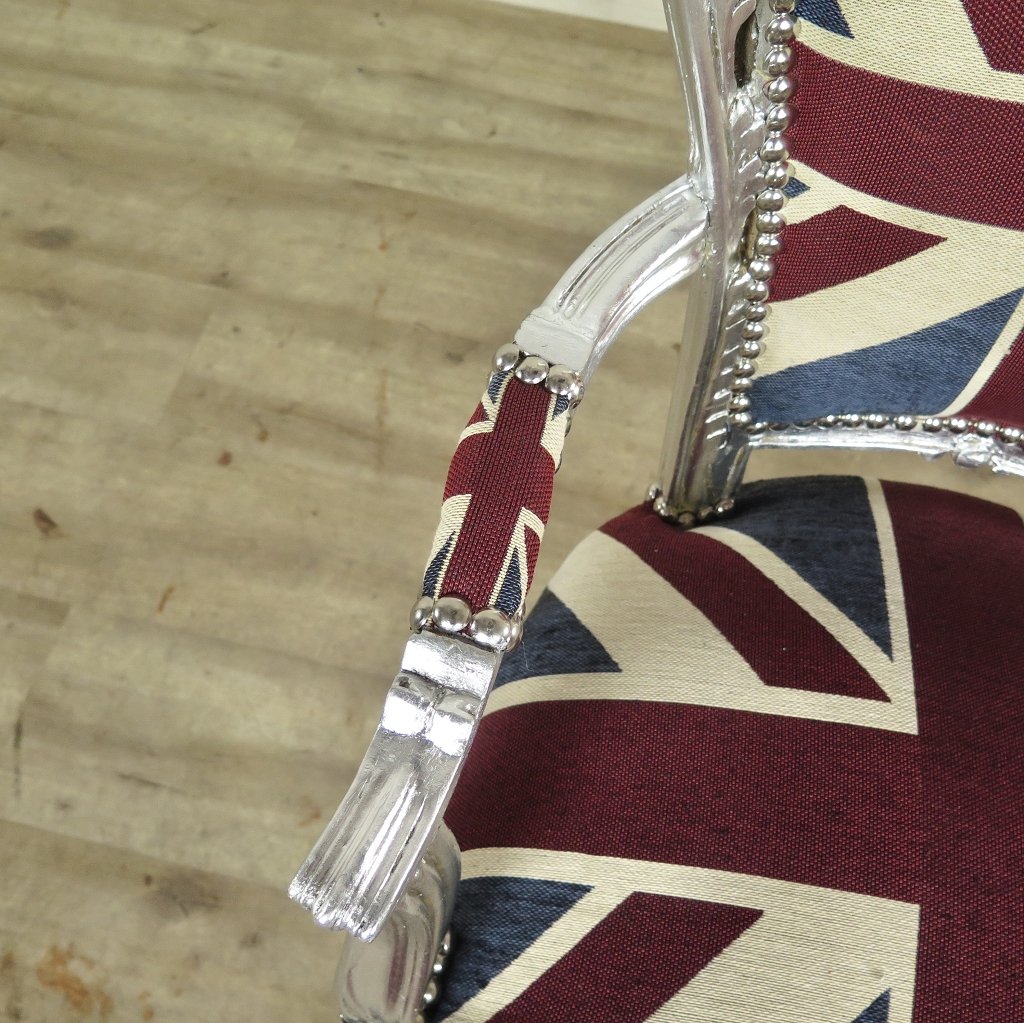 Barockstuhl England englische Flagge Silber