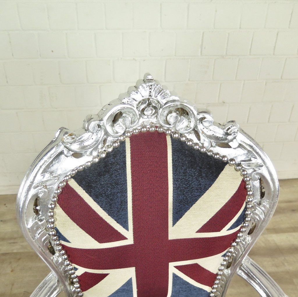 Barockstuhl England englische Flagge Silber