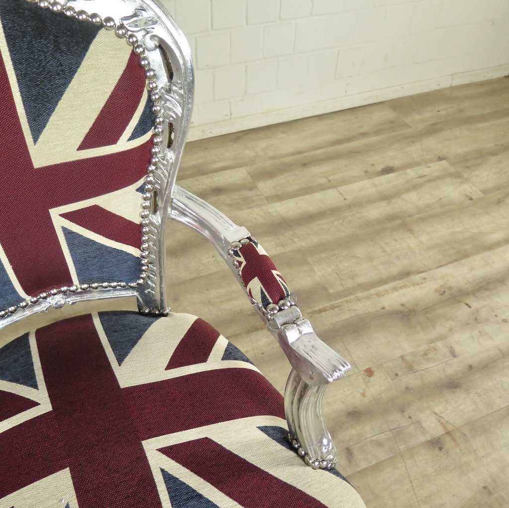 Barockstuhl England englische Flagge Silber