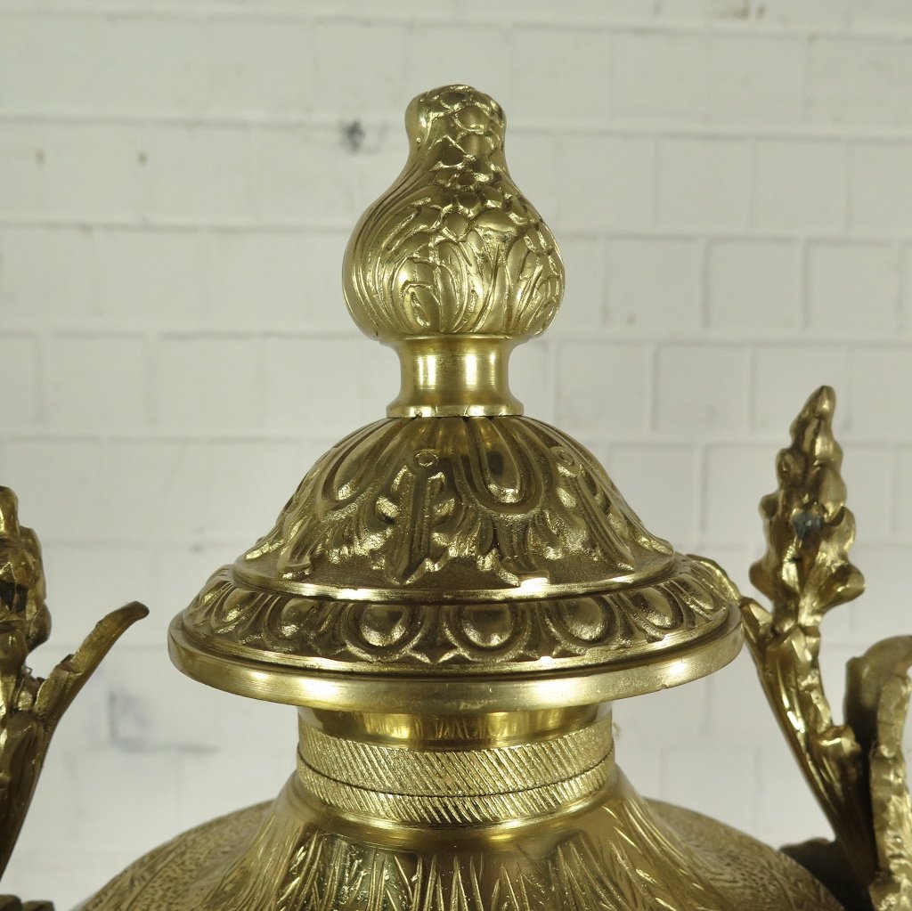 Säule mit Vase Messing Marmor Weiß 1,80 m