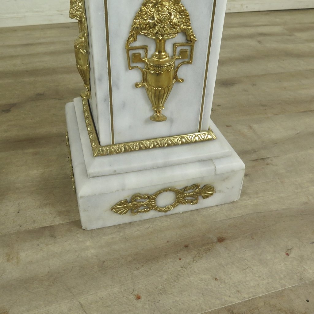 Säule mit Vase Messing Marmor Weiß 1,80 m
