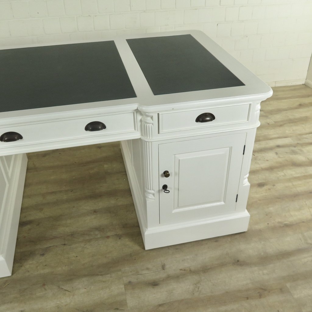 Schreibtisch doppelseitig Teakholz 1,80 m