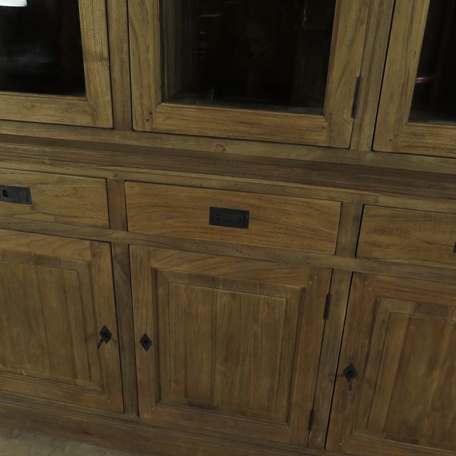 Vitrine Bücherschrank Teakholz 2,40 m