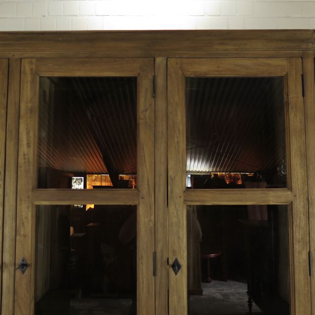 Vitrine Bücherschrank Teakholz 2,40 m
