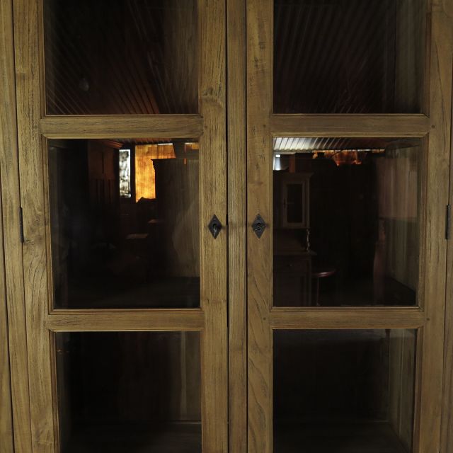Vitrine Bücherschrank Teakholz 2,40 m