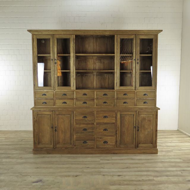 Vitrine Apothekerschrank Teakholz 2,40 m