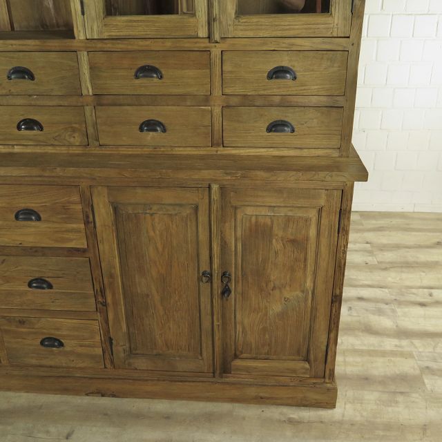 Vitrine Apothekerschrank Teakholz 2,40 m