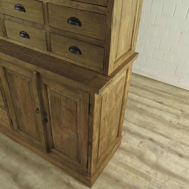 Vitrine Apothekerschrank Teakholz 2,40 m