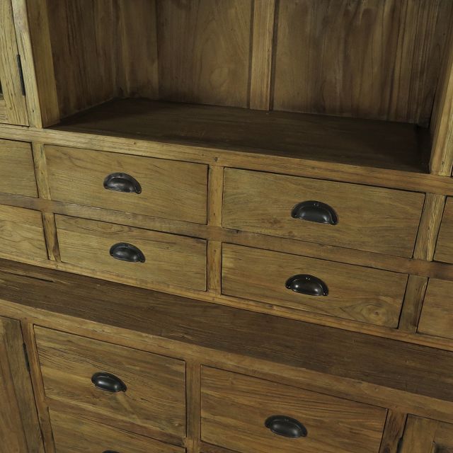 Vitrine Apothekerschrank Teakholz 2,40 m