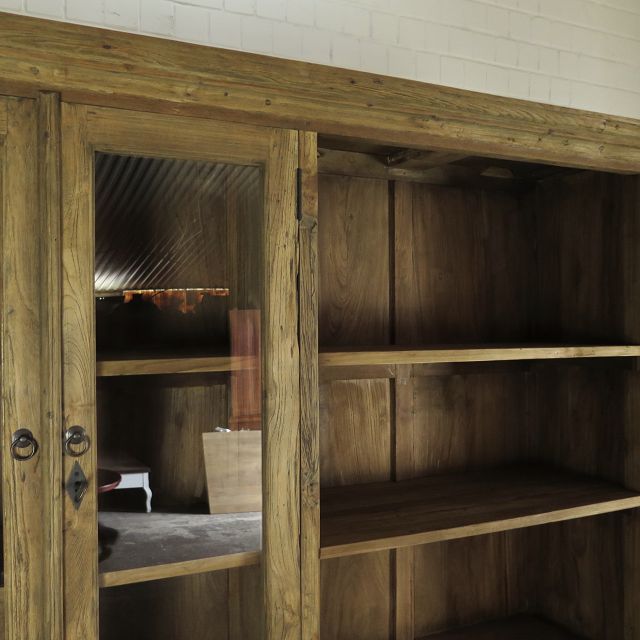 Vitrine Apothekerschrank Teakholz 2,40 m