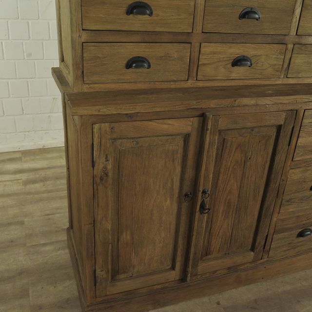 Vitrine Apothekerschrank Teakholz 2,40 m