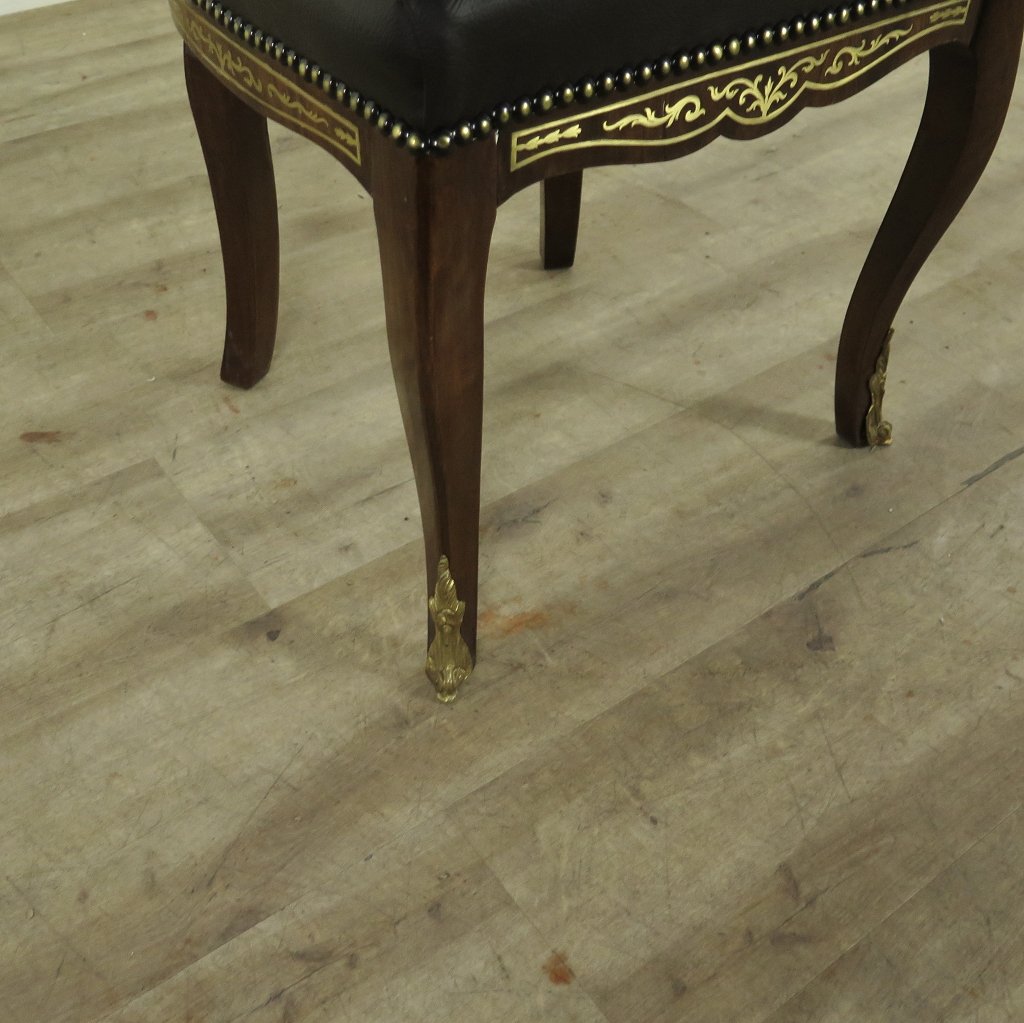 Barockstuhl Stuhl PU-Leder Schwarz-Gold