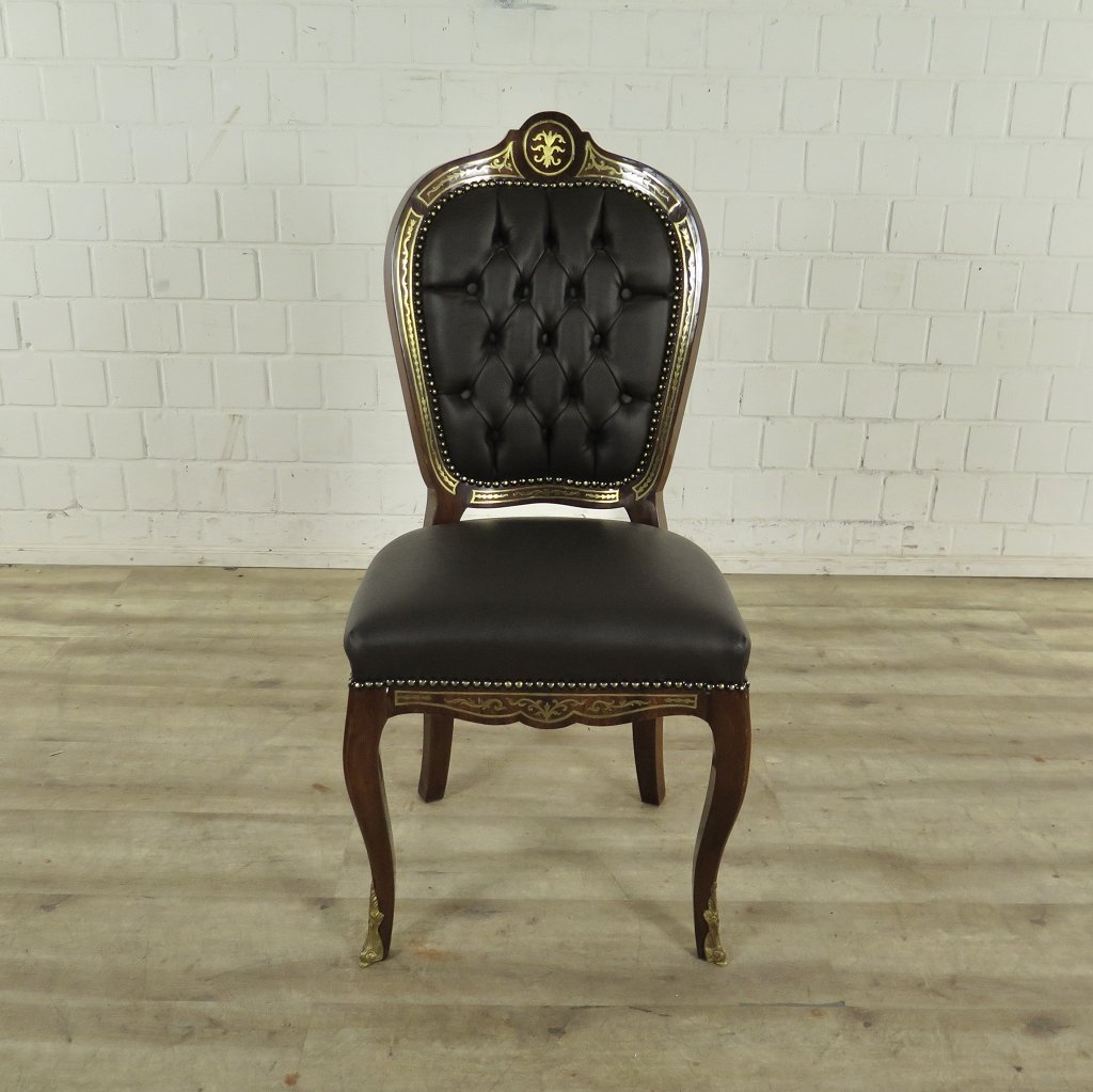 Barockstuhl Stuhl PU-Leder Schwarz-Gold