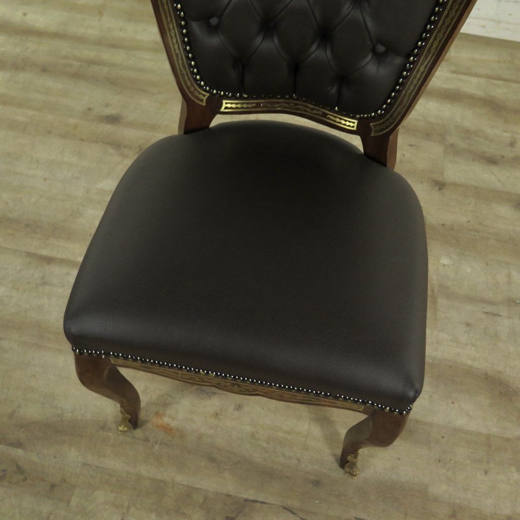 Barockstuhl Stuhl PU-Leder Schwarz-Gold