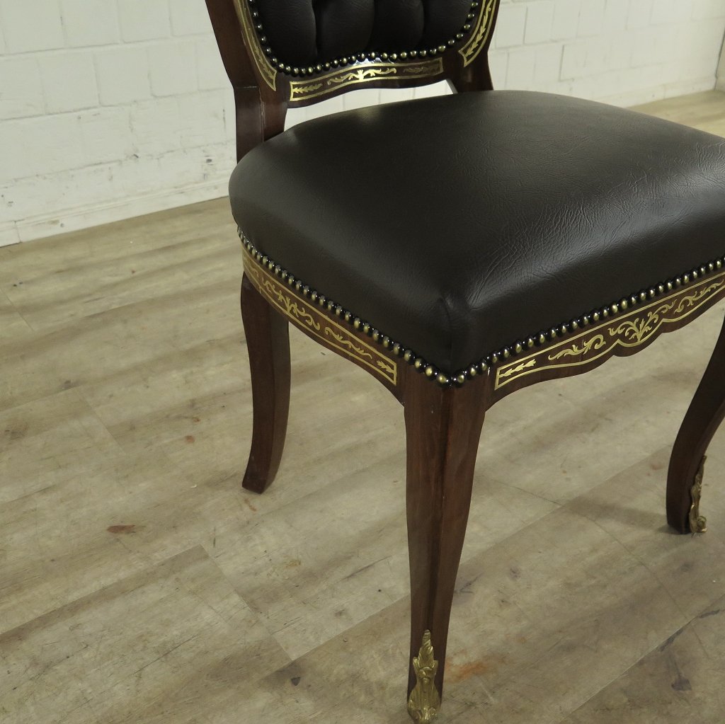 Barockstuhl Stuhl PU-Leder Schwarz-Gold