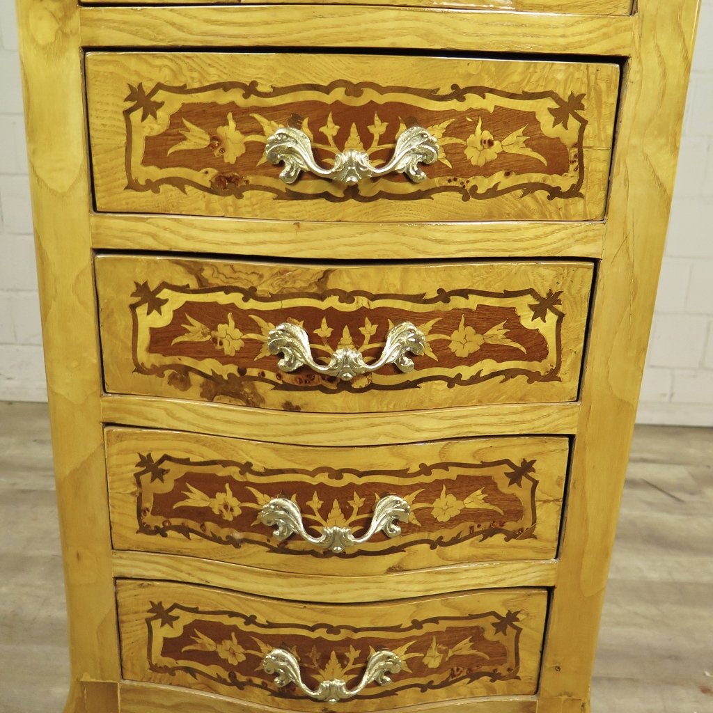 Kommode Hochkommode Barockstil Nussbaum 0,46 m