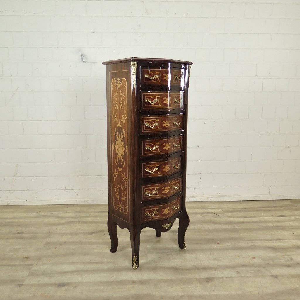 Kommode Hochkommode Barockstil Nussbaum 0,46 m 