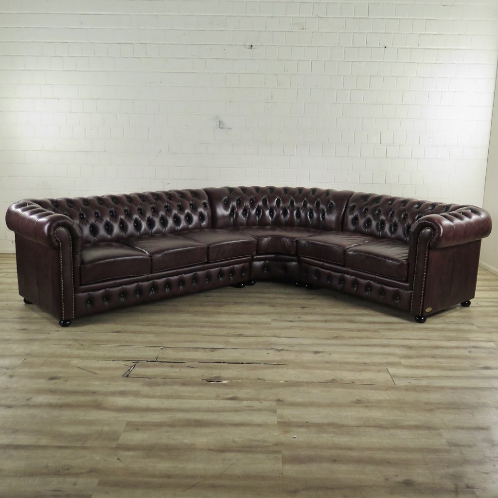 Chesterfield Sofa Eckcouch Ecksofa Rot-Braun 2,80 m x 2,30 m
