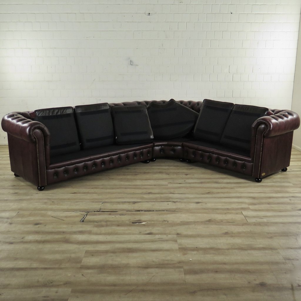 Chesterfield Sofa Eckcouch Ecksofa Rot-Braun 2,80 m x 2,30 m