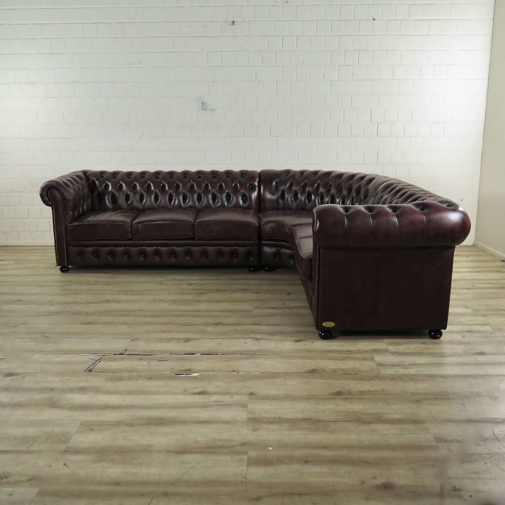 Chesterfield Sofa Eckcouch Ecksofa Rot-Braun 2,80 m x 2,30 m