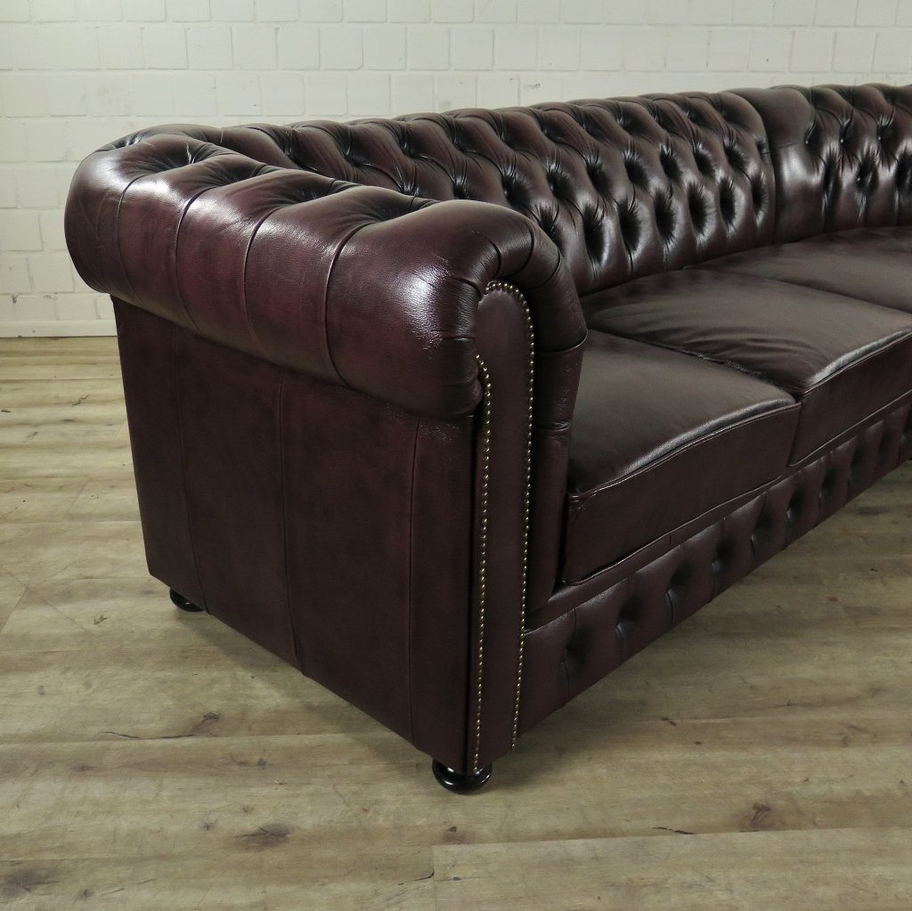 Chesterfield Sofa Eckcouch Ecksofa Rot-Braun 2,80 m x 2,30 m