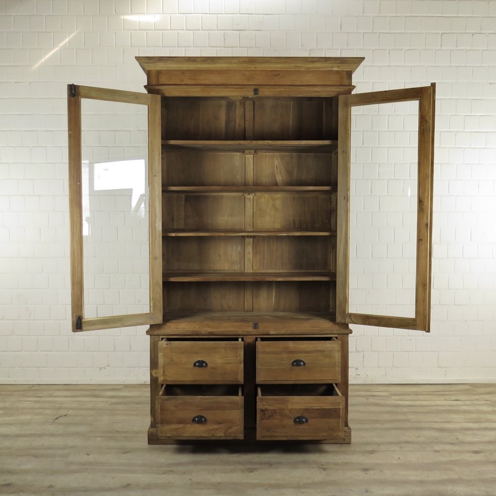 Vitrine Bücherschrank Teakholz 1,32 m