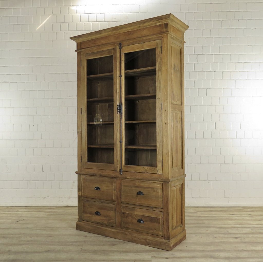Vitrine Bücherschrank Teakholz 1,32 m