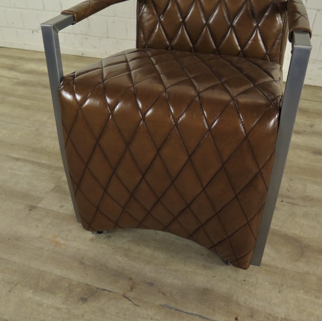 Stuhl / Sessel auf Rollen Cognac