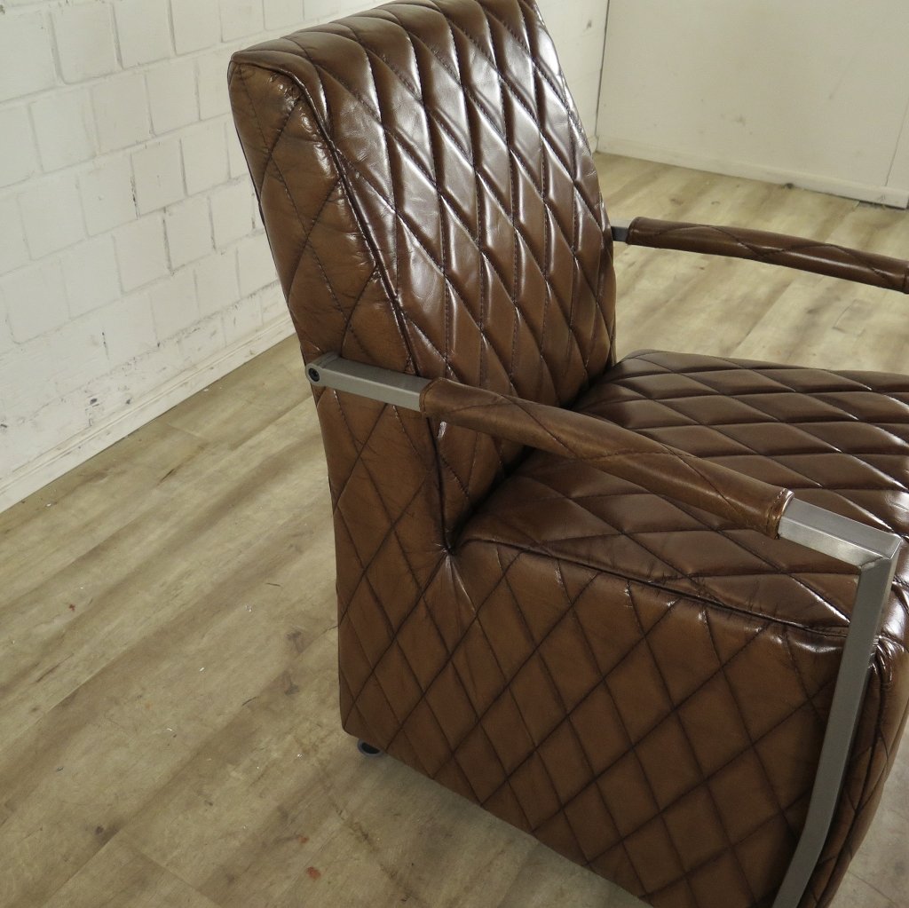 Stuhl / Sessel auf Rollen Cognac